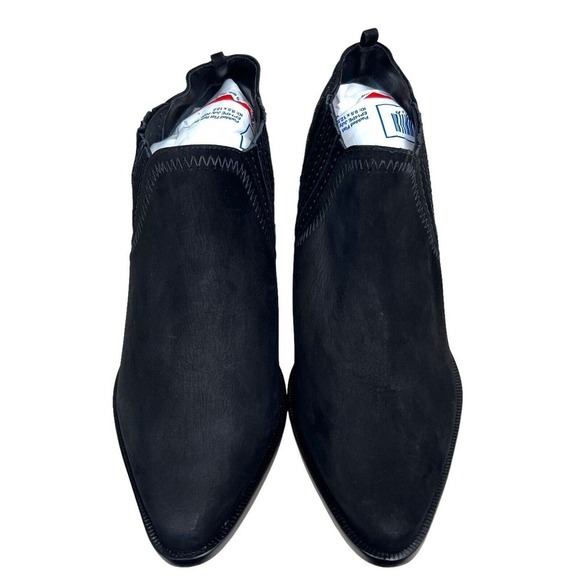 Schutz Jaqueline Bootie Black Nubuck Pull Up Side Gore Pointed Toe Women Sz 7.5B - Picture 4 of 8